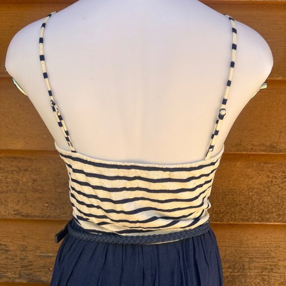 Charlotte Russe Navy Blue Striped Dress With Belted Waist Size M - Picture 7 of 8